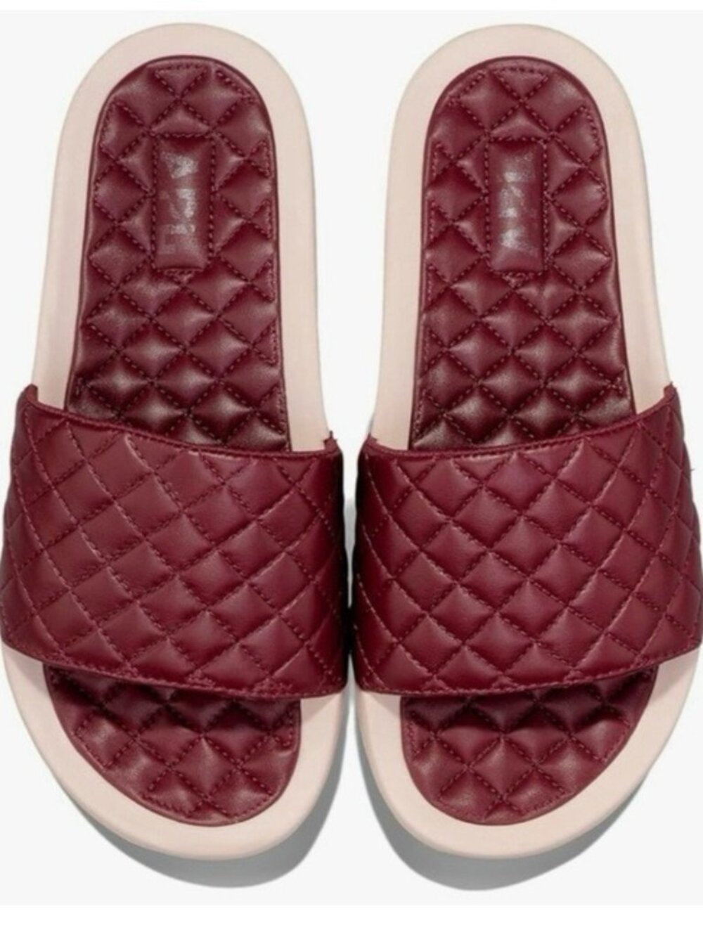 NWT APL Lusso Slide Quilted Leather Mens 12 Burgundy Athletic Sandal Comfort - Picture 1 of 6